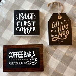 Farmhouse Reversable Coffee Bar Decor Signs, Set of 3